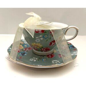 Grace Tea Ware New Jade Green Floral Tea Cup and Saucer